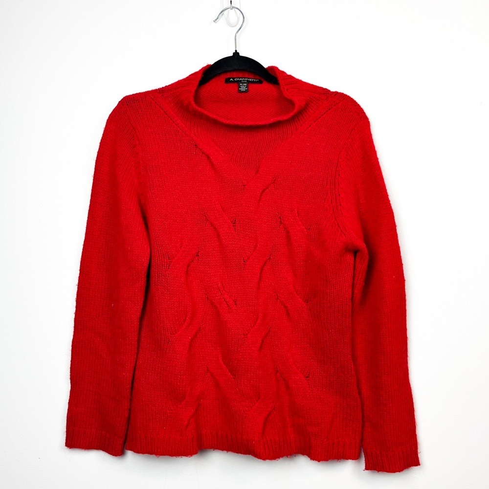 A. Gianetti Petite Red Knit Sweater Alpaca Wool Acrylic Blend